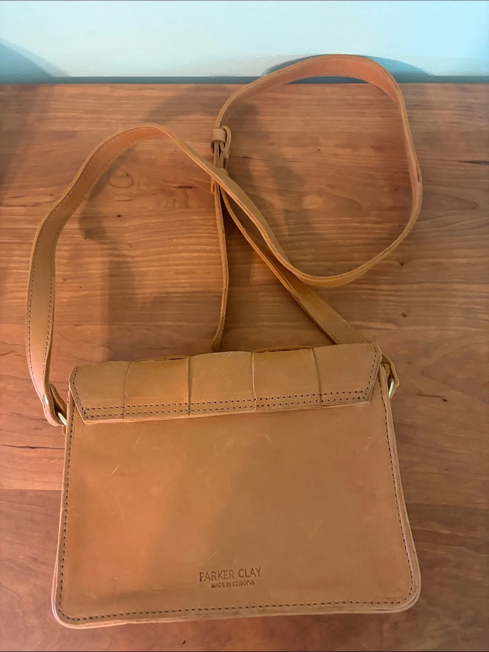 Parker Clay Woven Leather Crossbody Bag - Tan